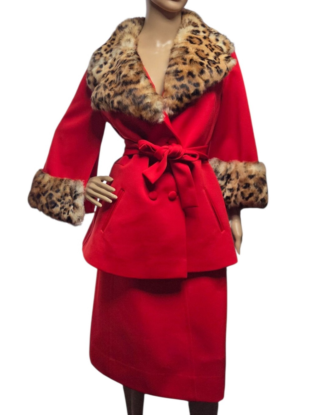 Vintage Lilli Ann Fur Leopard 2 Piece Set  Large
